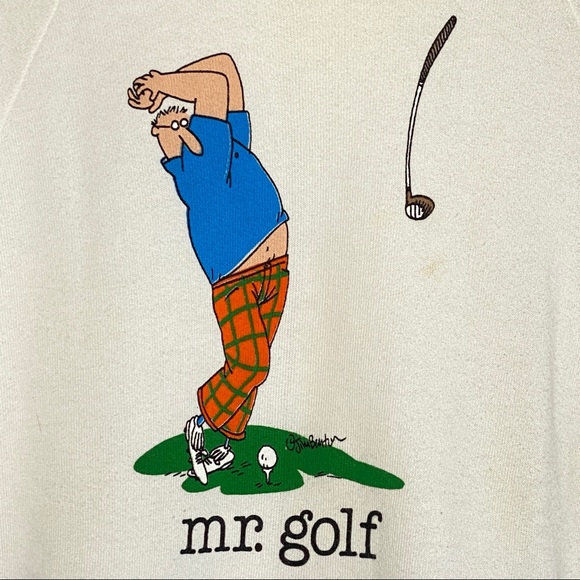 VINTAGE Jim Benton “Mr. Golf” 1989 Cartoon Fruit Of The Loom Large Sweatshirt - Picture 2 of 6